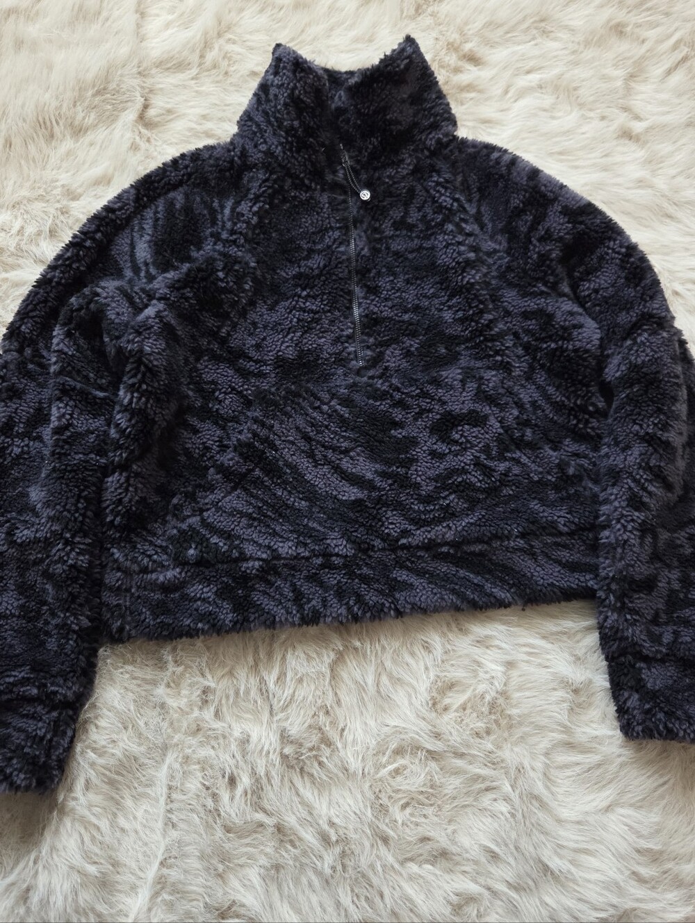 lululemon athletica Black Sherpa Half-Zip Jacket Black And Gray